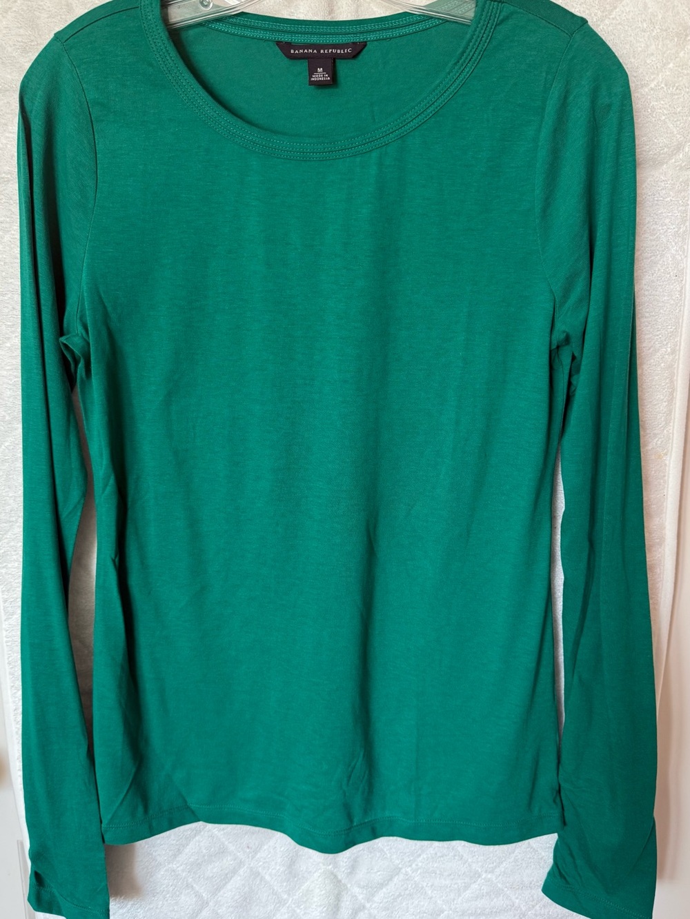 Banana Republic Green Cotton Modal Long Sleeve Crewneck Tee Size M Like New